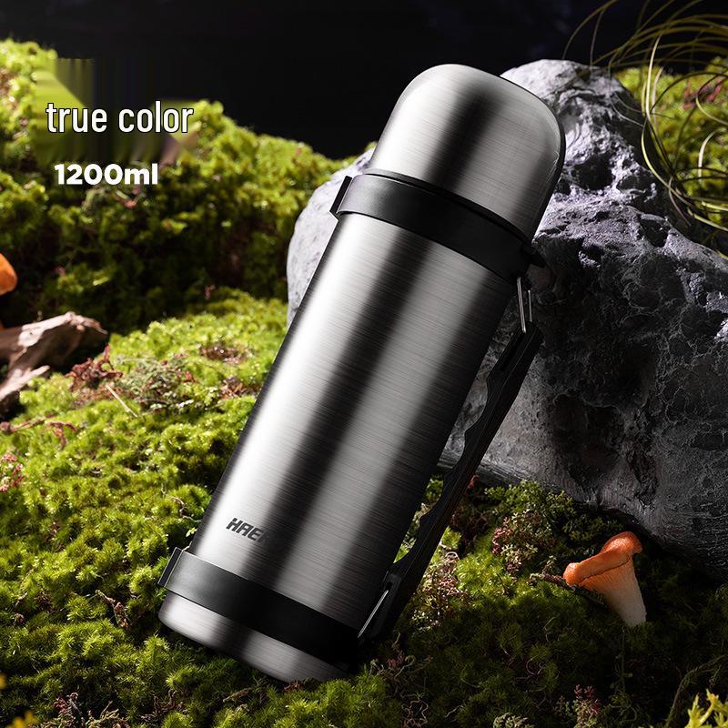 Hals 304 Stainless Steel Thermal Flask - 12h Cold Retention, Large Capacity, Portable Outdoor Travel Water Bottle Thermos 1.2L