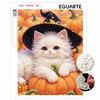 Rahmenloses Perlenmalerei-Set Halloween-Katzenmuster DIY Glänzende Perlenleinwand Kreatives Bastelset für Erwachsene Heimdeko