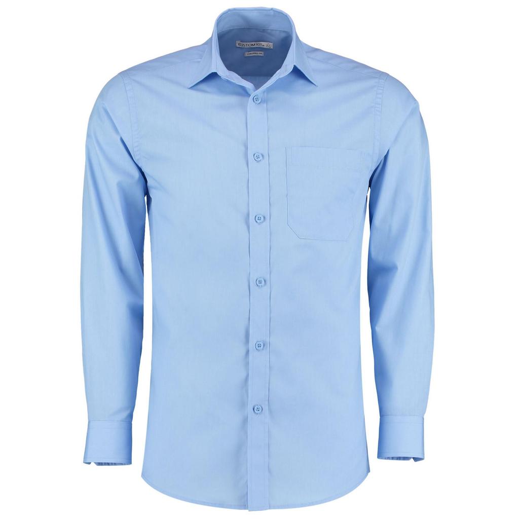 Kustom Kit Mens Poplin Tailored Long-Sleeved Formal Shirt