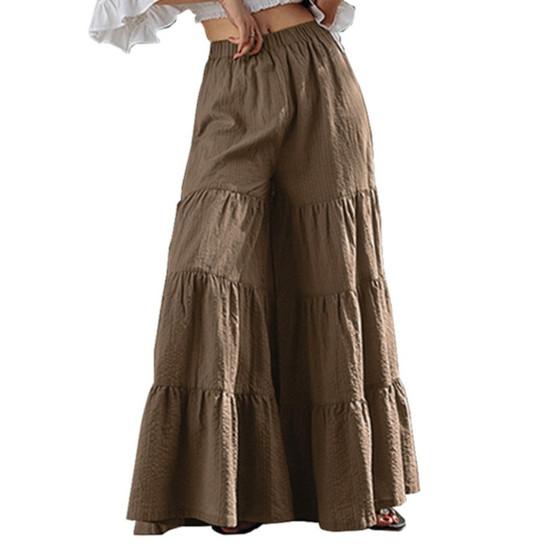 Washable Trousers Skirt Stylish Elastic Waist Skin-friendly Female Wide Leg Trouser Layered Skirt