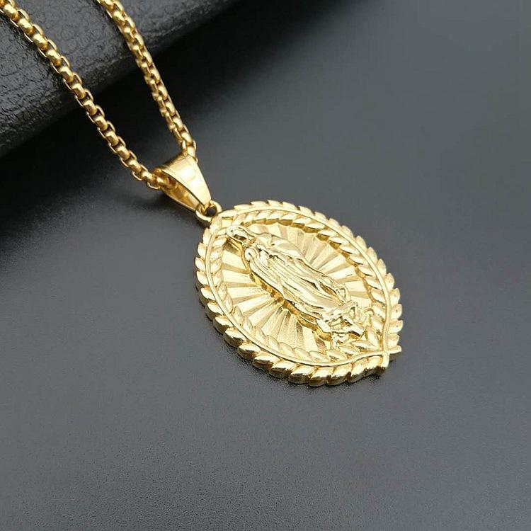 

Virgin Mary Pendant Necklace Gold 316L Stainless Steel Women/Men Jewelry 60cm