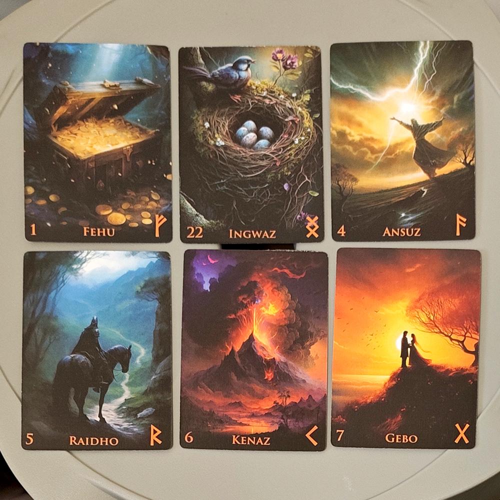 9*6cm Weird World Runes Deck - 25 Elder Futhark Oracle Cards for Divination Printed on 350GSM Double-embossed Cardstock