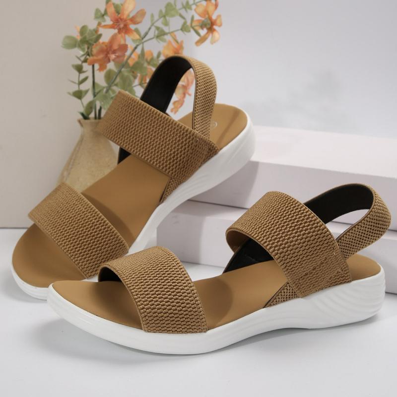 Fashion Women's Sandals Knit Elastic Cloth Sandals Comfortable Wedge Sandals Plus Size Lightweight Walking Sandal Slip on Summer Shoes