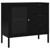 VidaXL Black Buffet 75x35x70 Cm Steel and Tempered Glass