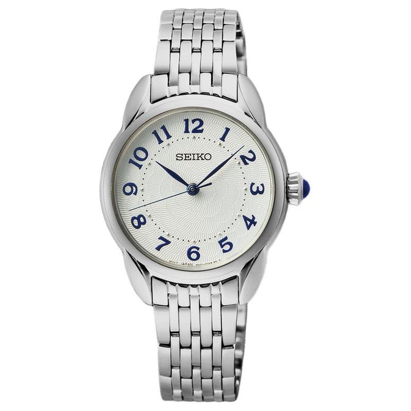 SEIKO waterproof depth 50m Quartz Steel Strap women s watch white dial SUR561 белый