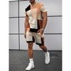 Men's Outdoor Leisure Sports 3D Printed Round Neck Short Sleeved T-shirt and Shorts Set Trendy and Fashionable Men's T-shirt