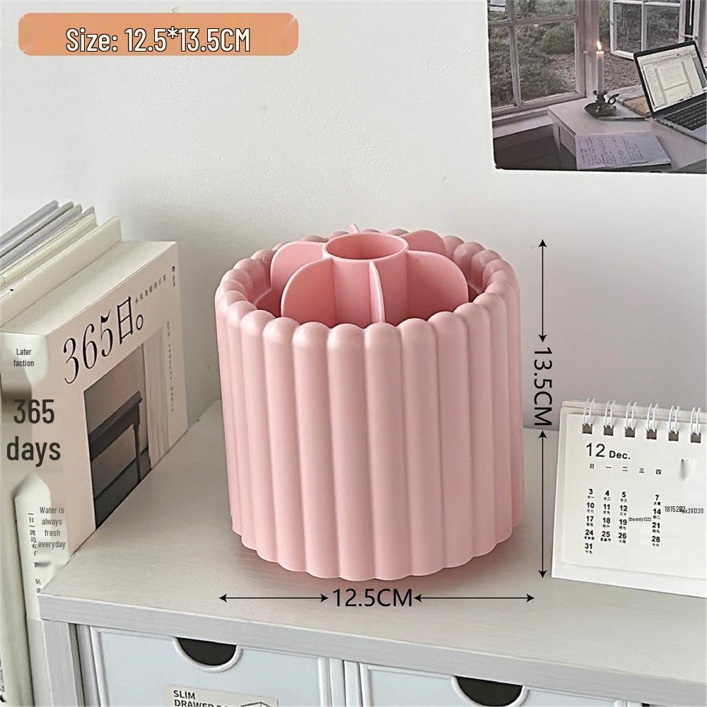 

Rotating Dust-Proof Cosmetic Organizer: Makeup Brush Holder, Lipstick & Eyeshadow Storage, Desk Pen Holder