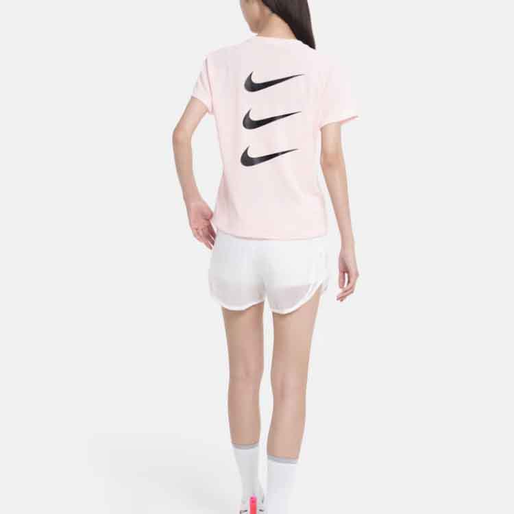 Nike Dri-FIT Run Division Reflective Logo Printed Running T-Shirt Short Sleeve Women Tops Coral DD5316-864