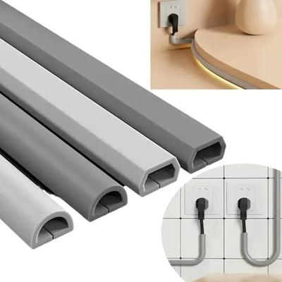 1M/roll Flexible Cord Management Channel,Invisible Decorative Wire Cover, Anti-Step Protector, Adhesive Cable Raceway with Cap