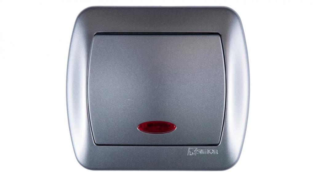 Simon Akord Single Pole Switch With Illuminated Metallized Aluminum Aw1L/26