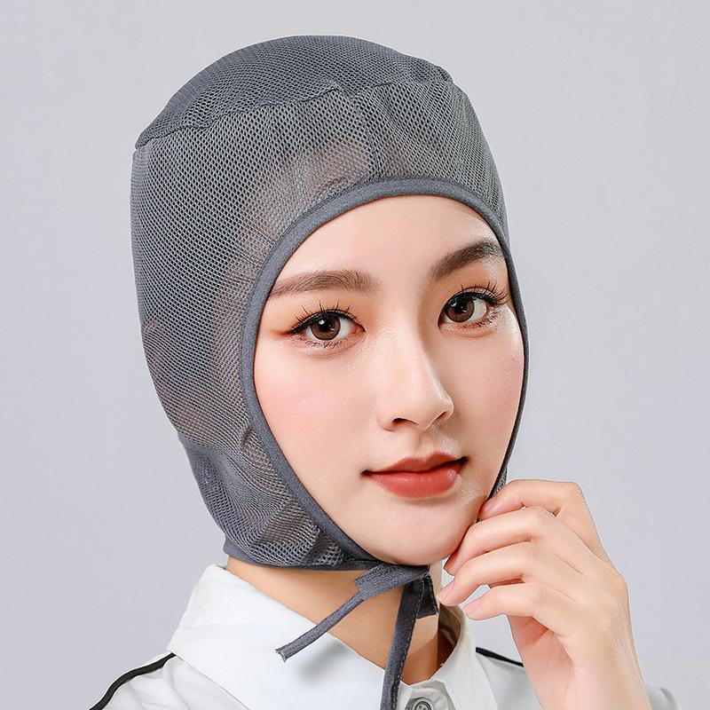 Mesh Work Cap with Headband Unisex Design Breathable Dustproof Hat for Factory Café Environments one size