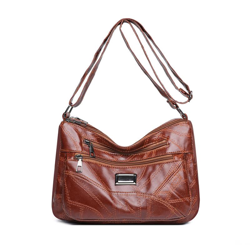 Soft Leather Women's Versatile Single-shoulder Bag Large-capacity Crossbody Bag for Middle-aged and Elderly People Mom Bag