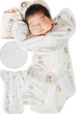 Newborn Swaddle – With Arm Openings, Antibacterial & Odor-Resistant, Bamboo Mesh, Coperta Baby Product (Size M, Bear & Toy Pattern)