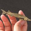 Antique Metal Sturgeon Fish Miniature Sculpture Carving Animal Statue Home Office Decors Collectible Ornament Gift