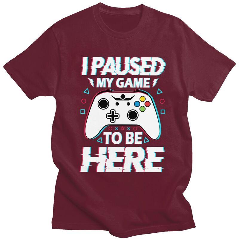 Custom I Paused My Game To Be Here Tshirts for Men Short Sleeves T Shirt Cool Gamer Humor Joke Tshirt Slim Fit 100 Cotton Tees