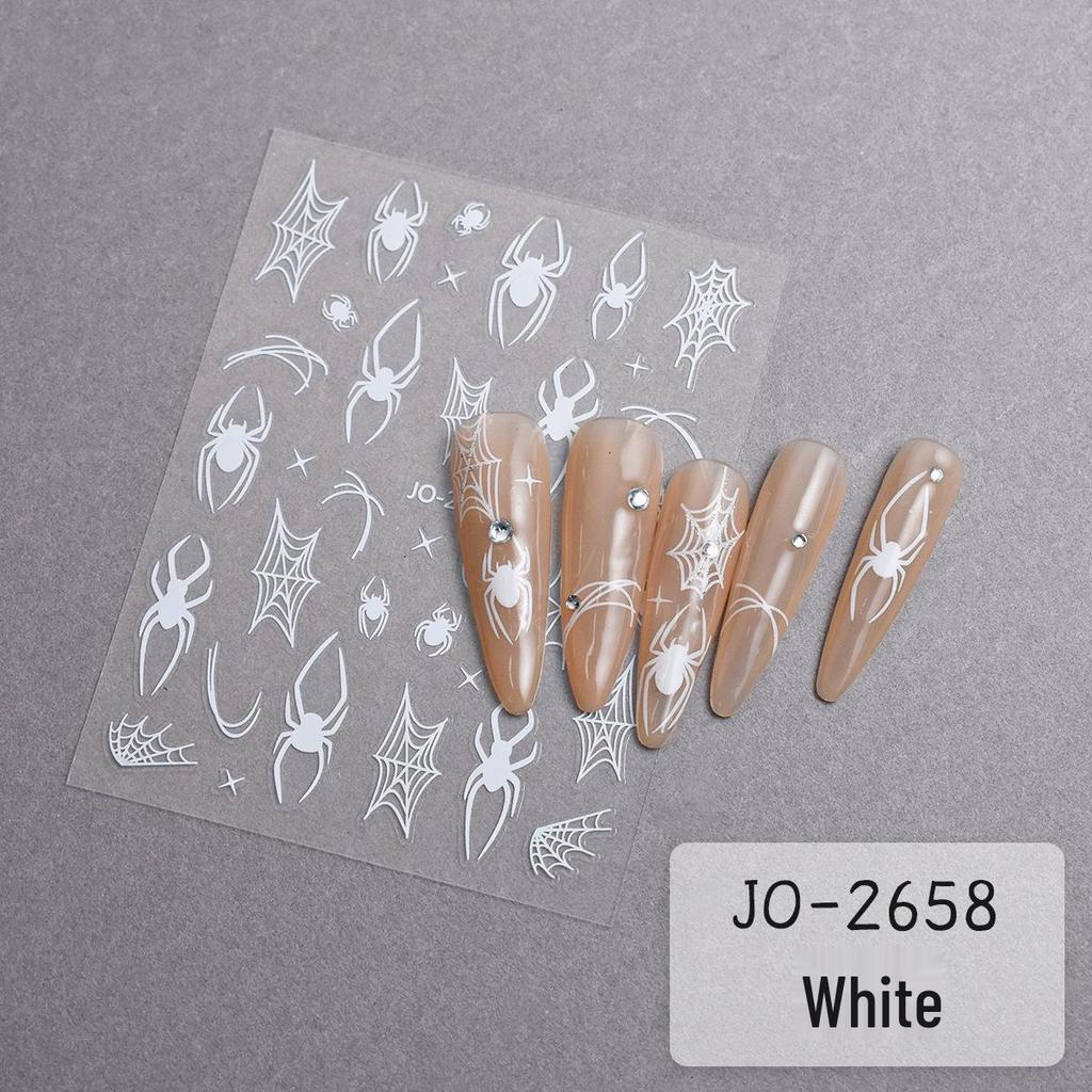 Halloween Red Spider Web Nail Art Stickers – Dark Style Wearable Decorations