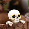 Unique Gardening Gifts Skeleton Flower Pot Hugger, Resin Skull Planter Statue with Eyes, Mini Succulents Accessories Flowerpot Ornament for Halloween