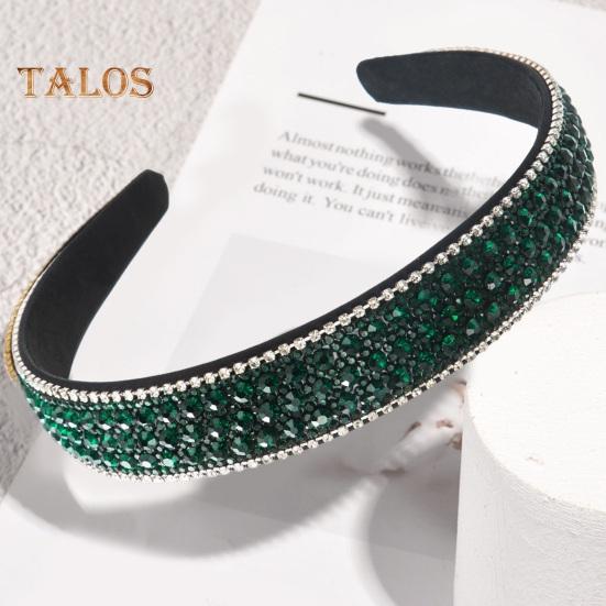 Retro Wide Hair Hoop Shiny Rhinestones Inlaid Lightweight Headband Bright Color Hairband Hair Accessories