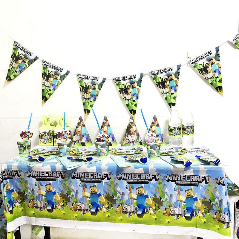 Shower Minecraft Baby Birthday Party Supplies Decoration Tableware Disposable