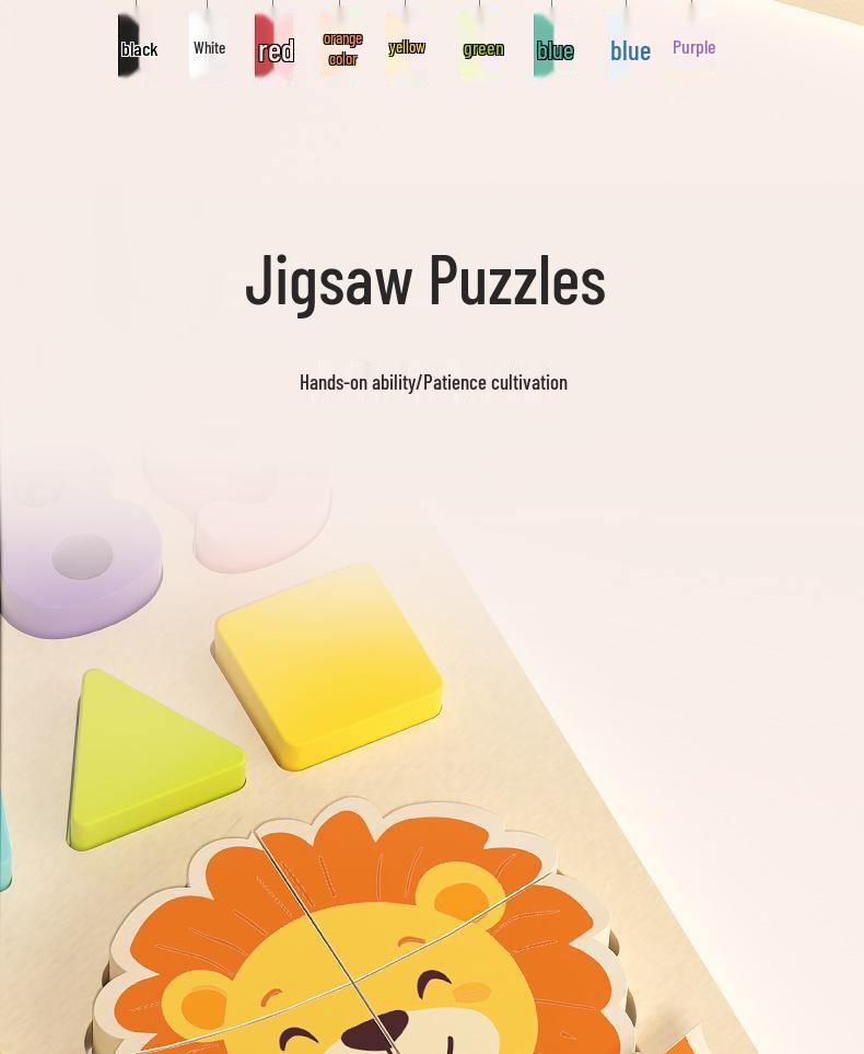 Montessori Wooden Puzzle Board for Toddlers Aged 1-3: Early Education Building Blocks Toy