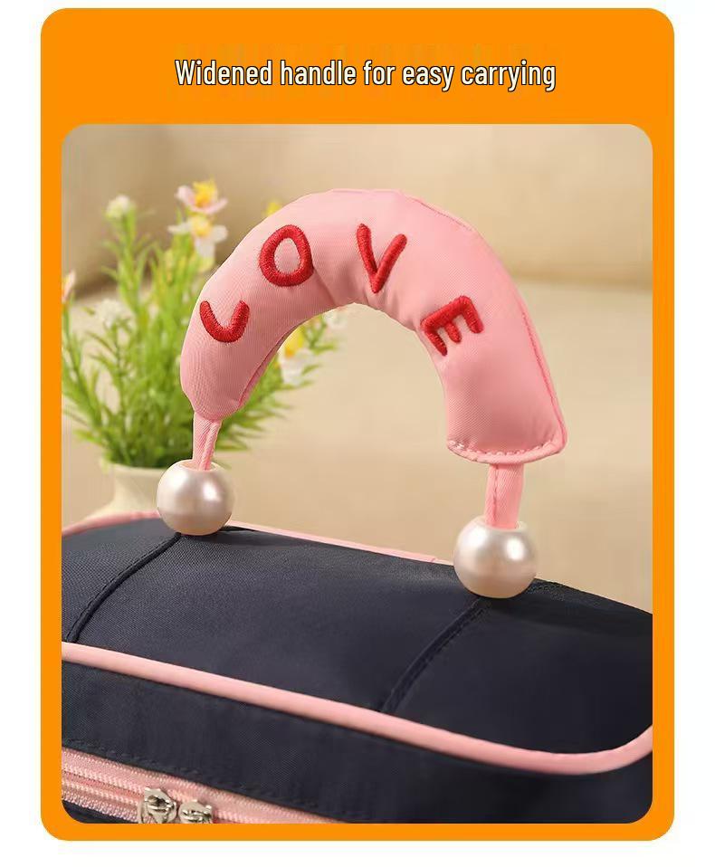 Large-Capacity Pearl Opening Cosmetic Travel Bag, Multifunctional Handheld Toiletry Storage