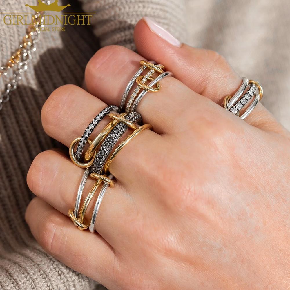 2026 Neue Spinelli Stapelbare Verlobungsringe Für Damen Iced Out Mikropflaster 5A Zirkonia Mix Farbe Mehrere Teile Stapel Finger Schmuck