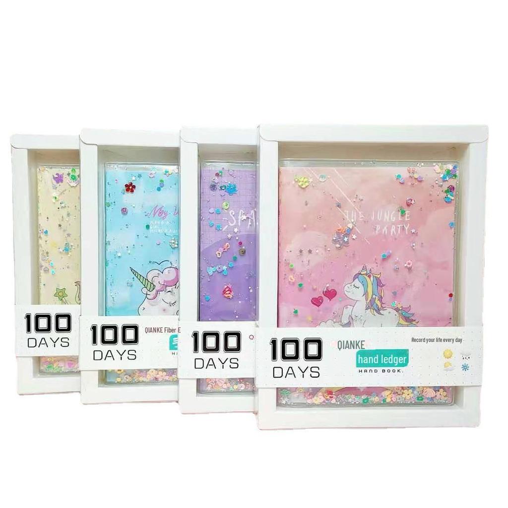 INS Sternenhimmel Einhorn A6 Notizbuch - Niedliches Herzdesign mit Treibsand-Einband, Ideal für Studenten und Trendsetter.