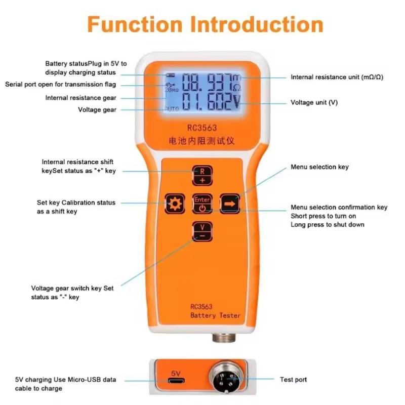 RC3563 Battery Voltage Internal Resistance Tester High-precision Trithium Lithium Iron Phosphate 18650 Battery Tester Ohmmeter