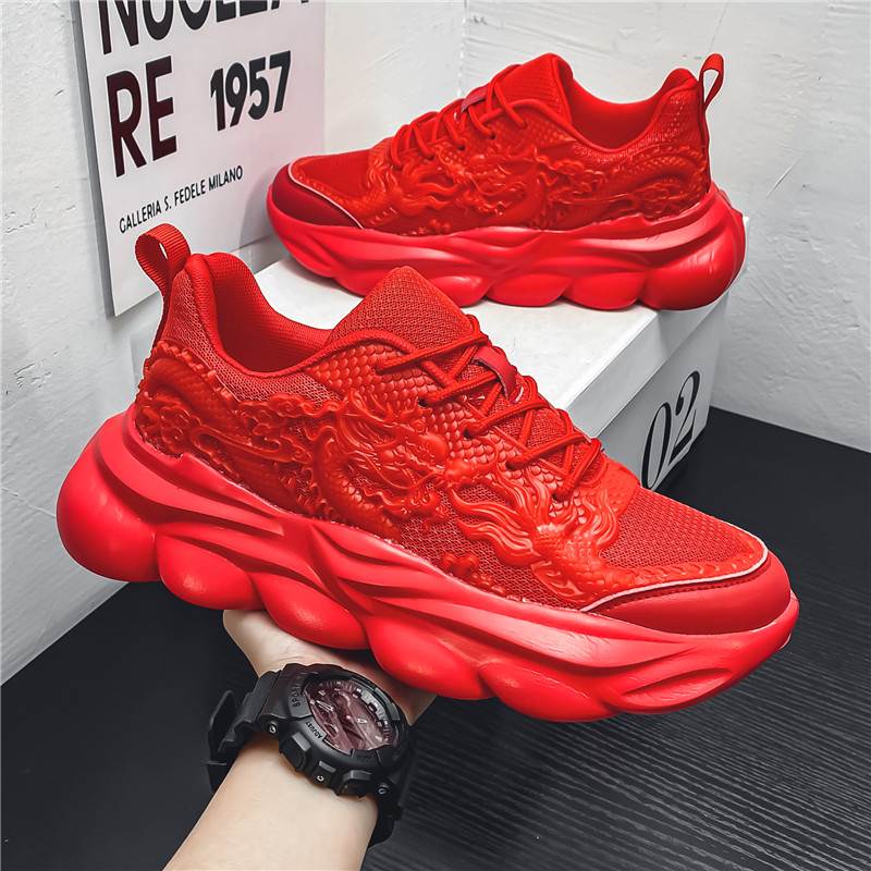 Xinhao Shoes and Boots Strictly Select Men's Trendy Dad Shoes 2025 Dragon Year Natal Year Shoes Red Country Platform Sports and Leisure Trendy Shoes