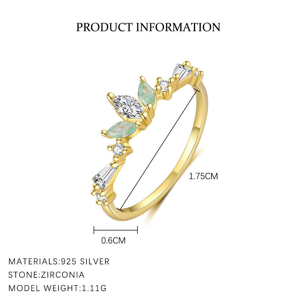 925 Sterling Silver Colorful Zircon Stars Moon Open Ring for Women French Exquisite Sweet Jewelry Gifts