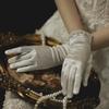 Wedding Gloves for Women Sweet Adorable Cute Vintage Transparent Mesh Bow Pearl Short Lace Gloves Accessories Birthday Gift