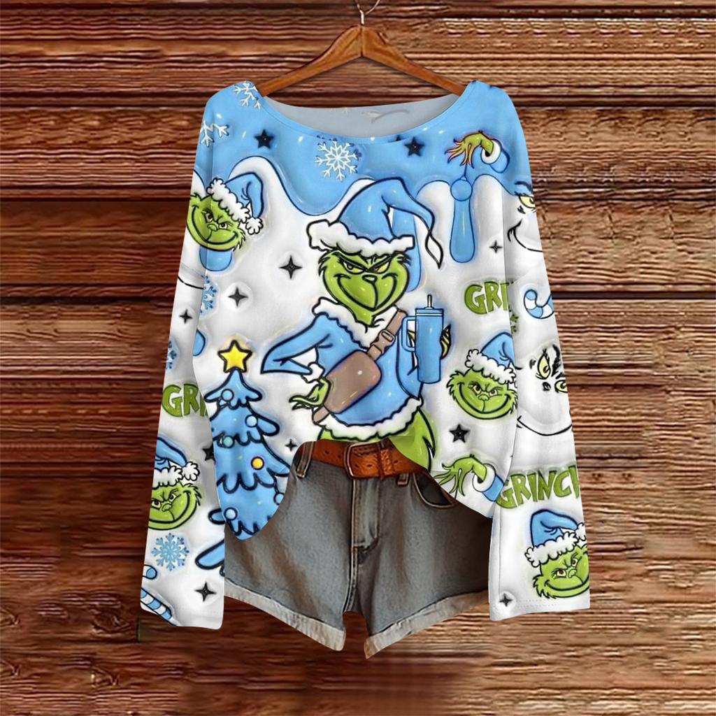 Long Sleeve Shirts For Women Printed Tees Blouses Casual Plus Size Basic Tops Pullover