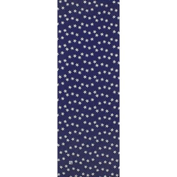 Someno Anbo Tenugui "Gift from the Sky - Jizome" Hand-dyed 100% Cotton Tokka Fabric, Made in Japan, 35cm x 100cm, Snowflakes, Winter, Serenity,