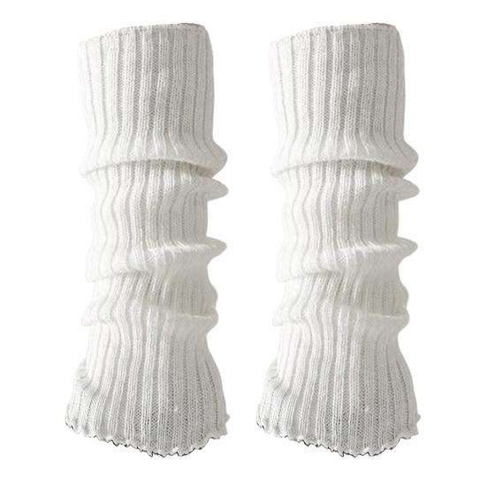 Yousheng Scalloped White Leg Warmers Women Cute Ruffle Leg Sleeves Knitted Scrunch Leg Warmers Calf Sleeves Shoe Cuff Covers for Girls Street Wear