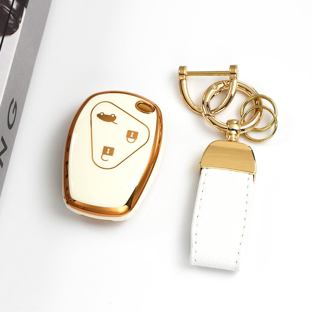 Gold Edge Soft Tpu For Renault Duster Sandero Clio Trafic Twingo Kangoo Master Modus Dacia Car Key Case 2/3 Buttons Keyless