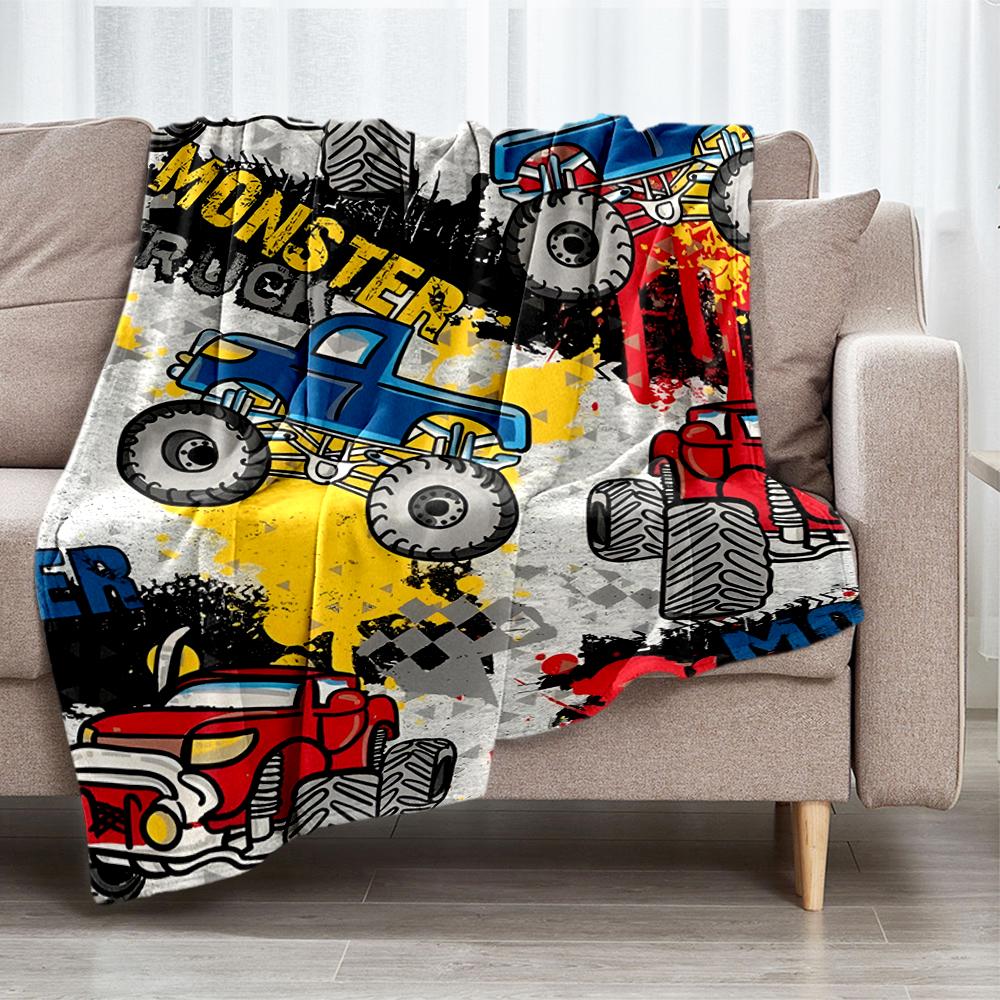 Truck Theme Printed Blanket - Perfect for Couch, Bed, Travel & Outdoor Use | Machine Washable, Cozy & Durable.