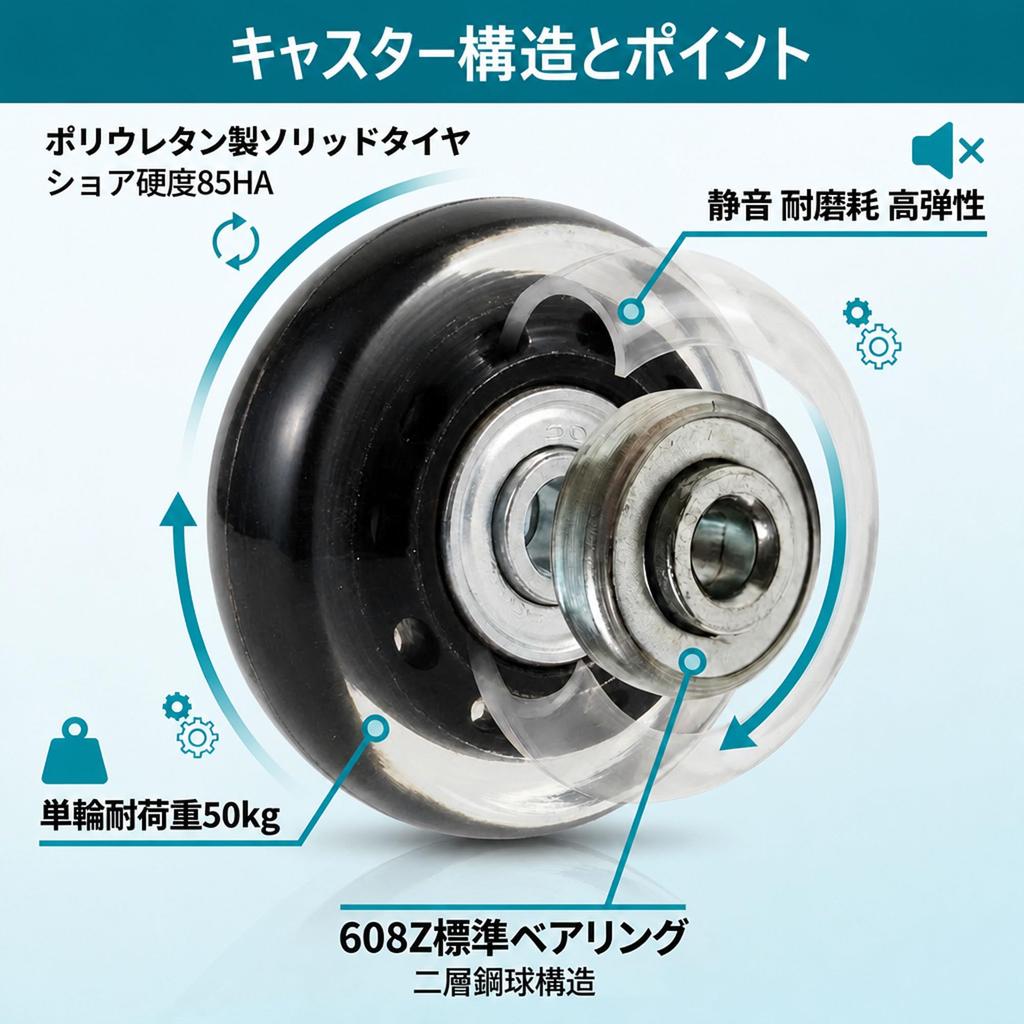 JUNYON Quiet Series Suitcase Tire Kit Service Replacement Wheels For
