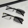 Square Rimless Photochromic Glasses Men Women Business Anti Blue Light Casual Flat Light Computer Mirror