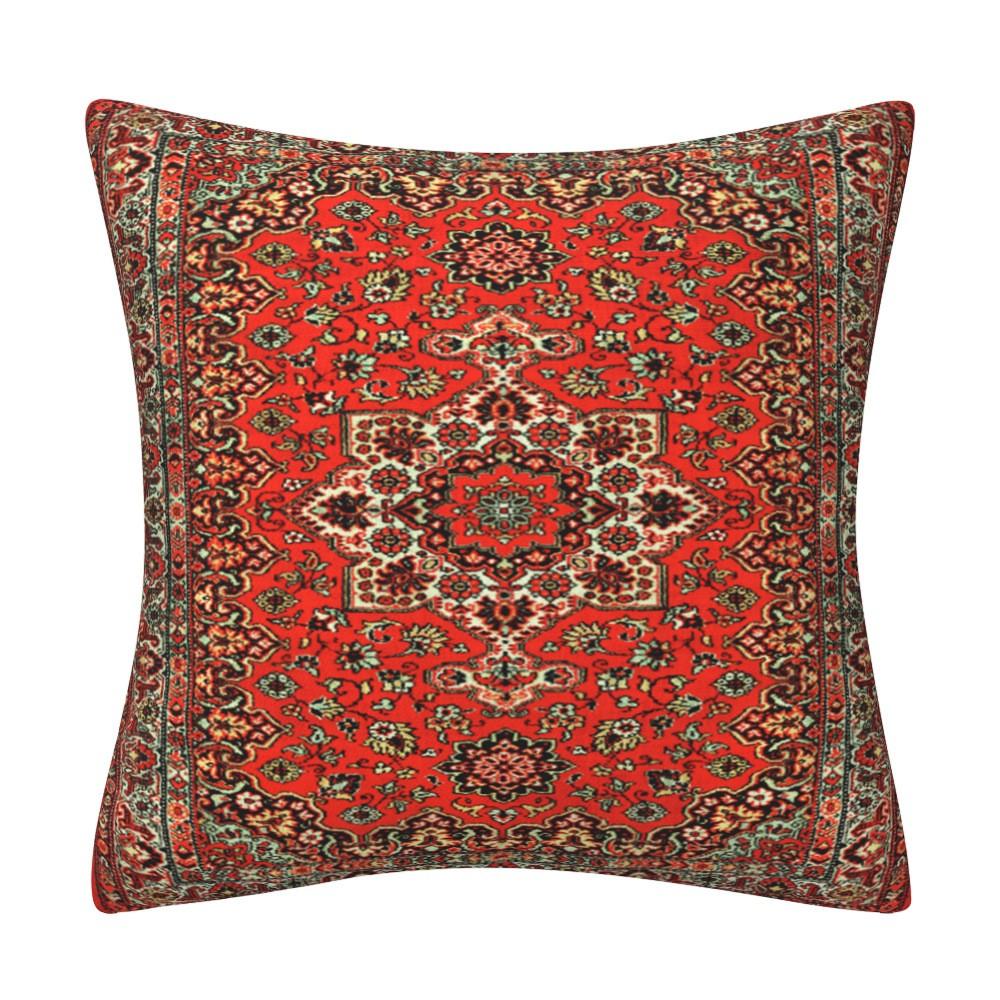 Kissenbezug inspiriert von türkischen Teppichen: Traditionelles Medaillonmuster in sattem Rot & Marineblau Böhmische Wohnkultur Kissenbezug