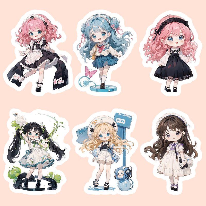 103 süße Aufkleber mit Loli-/Mädchenmotiven zur selbst gestalteten Dekoration von Notizbüchern, Planern, Wasserflaschen und Anime-Bastelarbeiten.