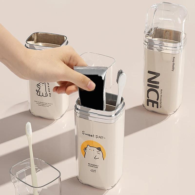 Travel Toothbrush Holder Cartoon Cute Toothbrush Cup Simple Portable Mouthwash Cup for Business Trip Home Camping