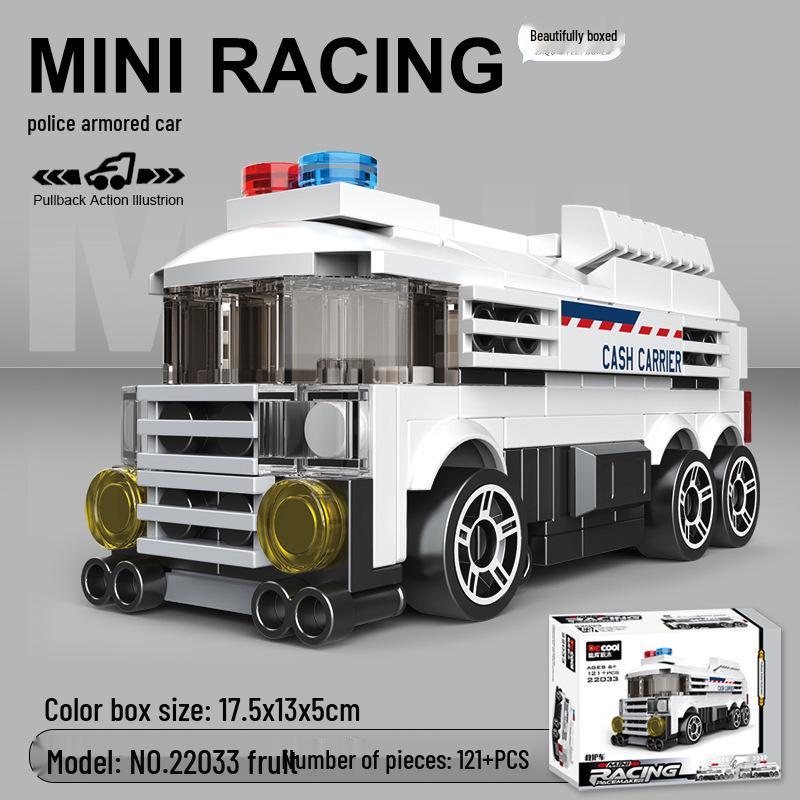 Pull-Back Assembly Toy Set: Campervan, Race Car, Ambulance, Fire Truck
