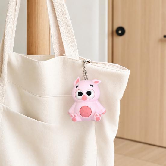 3D Printed Animals Fidget Clicker Keychain, Anxiety Stress Relief Sensory Toy, Cartoon Animal Charm for Backpack, Keys, Bags