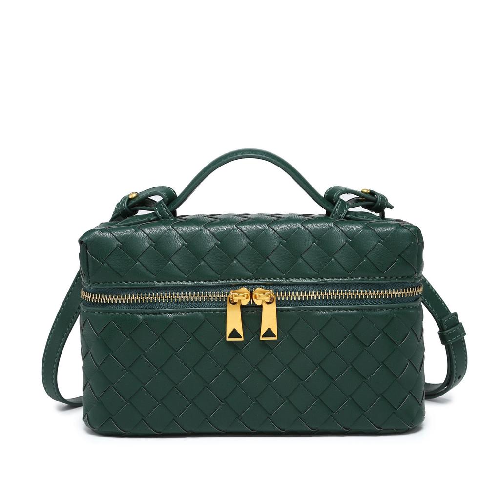 Box Cosmetic Bag Lunch Box Bag Shoulder Crossbody 23cm Hand-woven Portable Small Square Bag Factory Wholesale