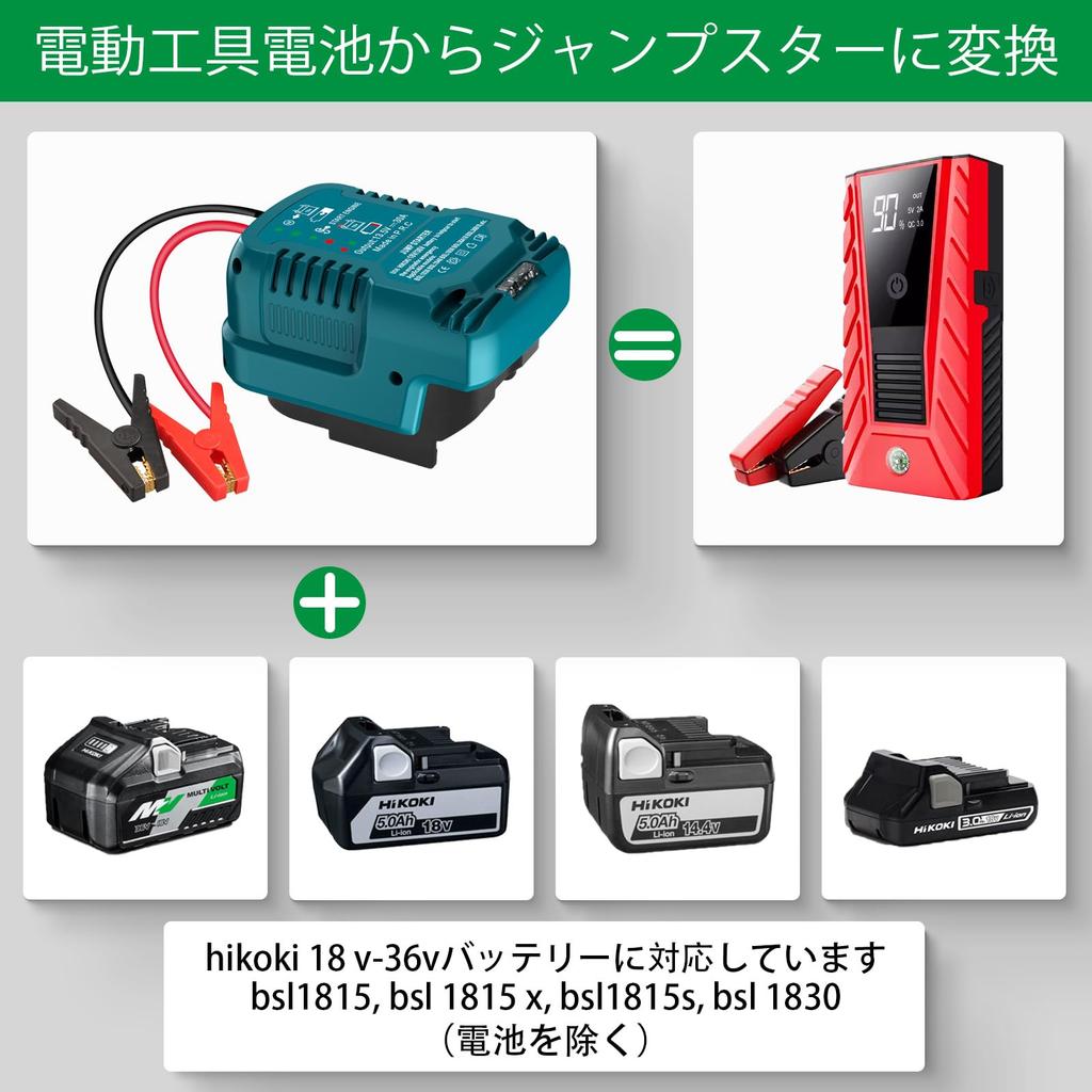 Car Jump Starter Adapter, Hitachi 18V & 36V MAX , 11 AWG Compatible Jump