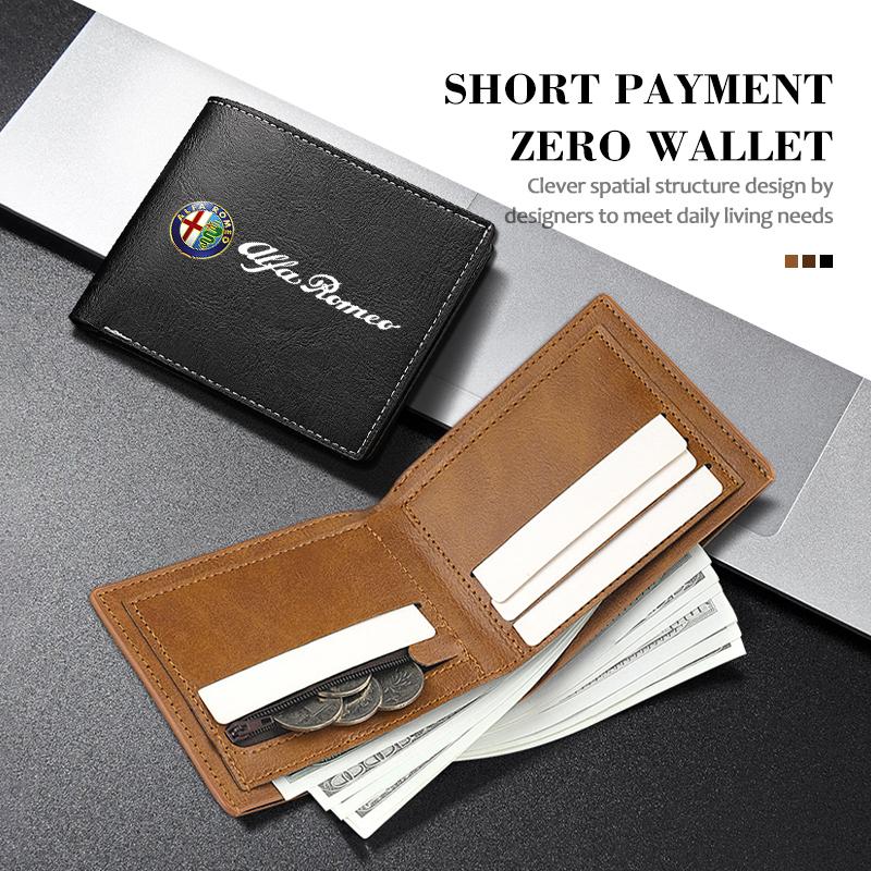 LMRGZ1 For Alfa Romeo Car Multi Functional Zero Short Purse Driver's License Wallet For Alfa Romeo 159 Giulietta 156 147 Giulia Mito GT