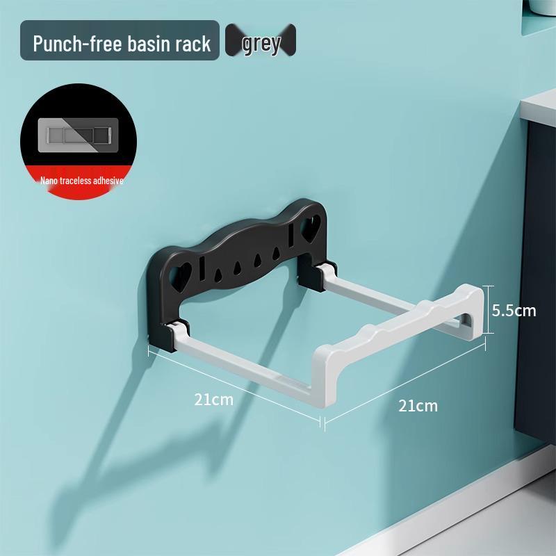 Foldable Wall-Mounted Bathroom Organizer: Punch-Free Storage Shelf & Basin Rack
