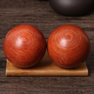 2Pcs Wooden Stress Ball Antique Hand Exercise Massage Balls Chinese Style Baoding Balls Desktop Use