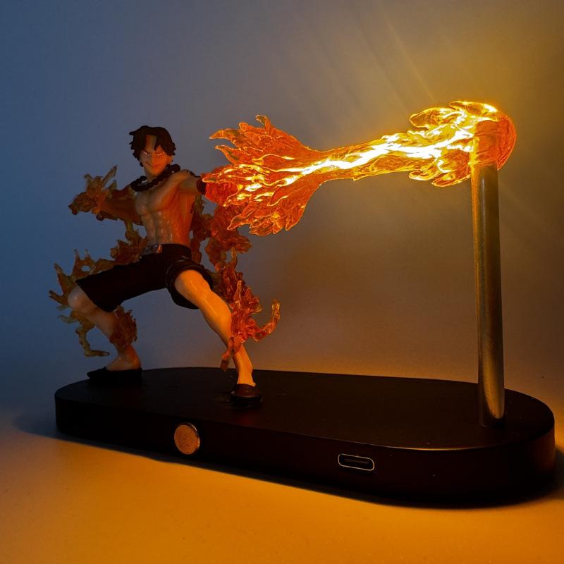 ONE PIECE peripheral figure, night light version, fire fist Luffy statue, fire fist Ace doll model ornament two-dimensional element