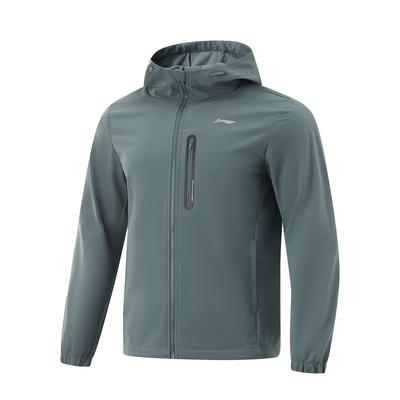 Li Ning Fitness Series Brand Logo Casual Comfortable Zipper Windbreaker Men Outerwear Storm-Gray AFDV071-3